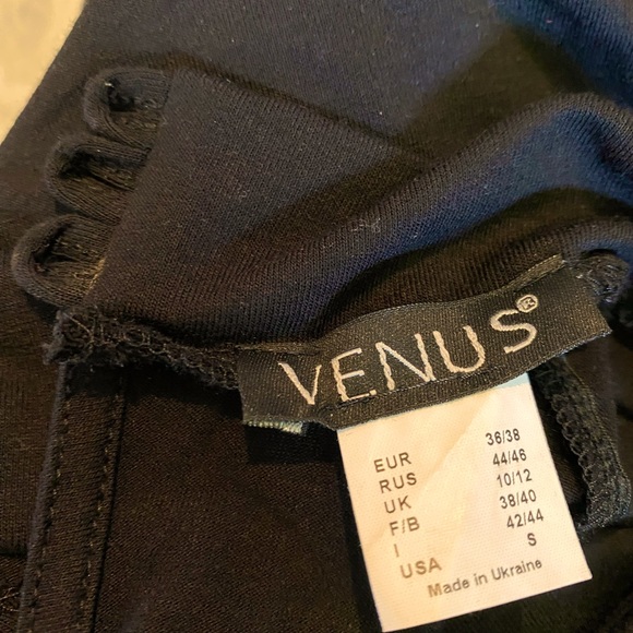 VENUS High Neck Drape Style Midi Dress Black Size S - Picture 3 of 5